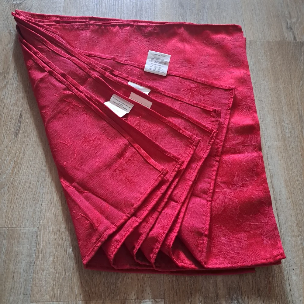 Lot of 6 Spode Romanian Burgundy Table Napkins Leaves Engraved Design